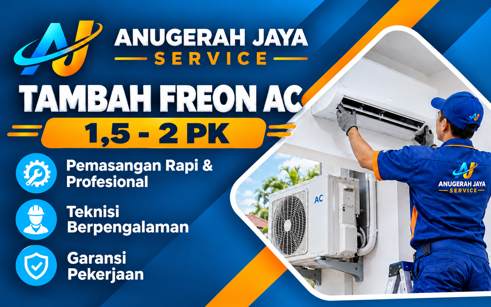 Tambah freon 1,5-2 PK